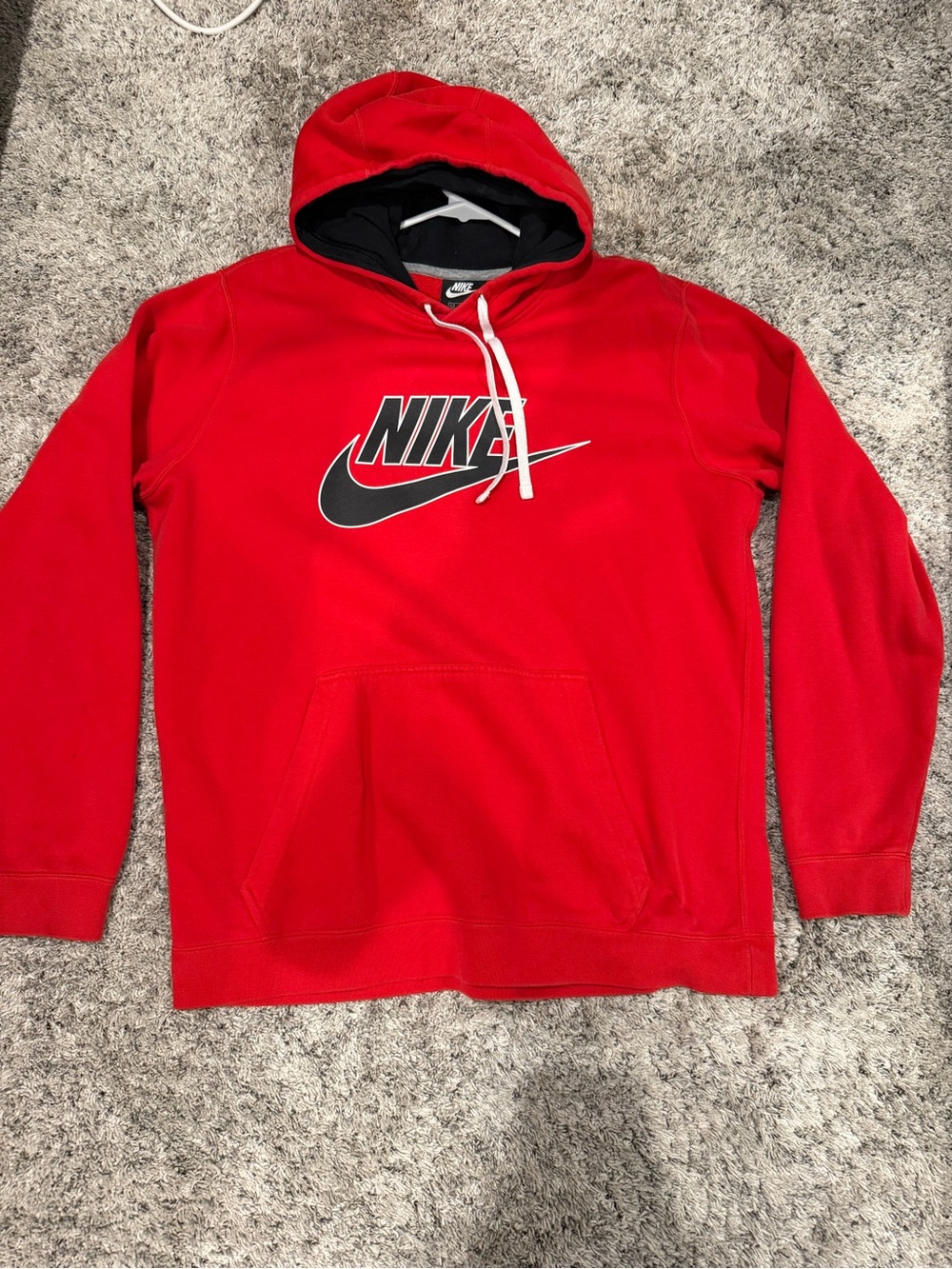 Nike Red Hoodie with Black Swoosh Logo
